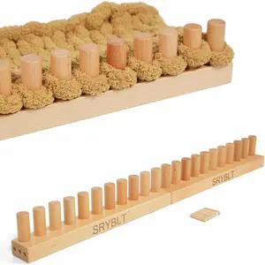 2-Pack DIY Chunky Knit Blanket Loom, 30.2-inch Long Beech Wood Base with Solid Wood Pegs, Stackable for Portability, Expandable Connections, Clear Coating