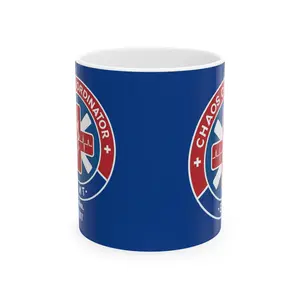 Personalized Chaos Coordinator Ceramic Mug - Perfect for EMTs, Gift for Nurses, Coffee Lover, Blue Design, Motivational Drinkware
