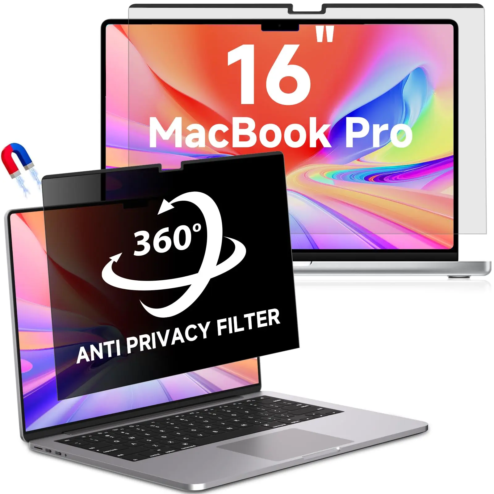 LUSA DESIGN 16-Inch Magnetic Privacy Shield Screen Protector (16:10 Ratio, PE Material) - Removable, Anti-Spy, Blue Light-Blocking, Matte, Eye Health-Focused for Dell, HP, Acer, Lenovo, Samsung, Asus, ThinkPad