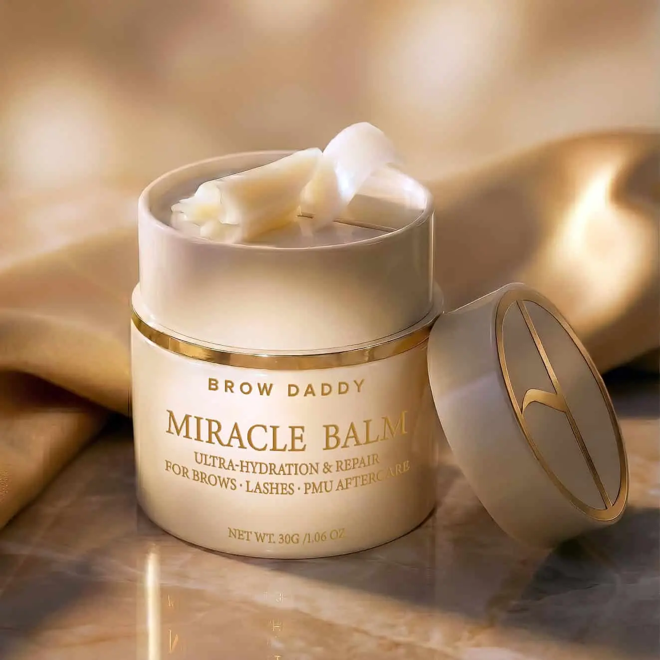 BROW DADDY Miracle Eyebrow Balm - 1.06 oz Soft Ultra-Hydrating Nourishing Cosmetic, Antioxidant Eye Brow Cream with Sunflower, Shea, Cocoa Oils, Hyaluronic Acid, Scent-Free Lightweight Styling Repairing Formula