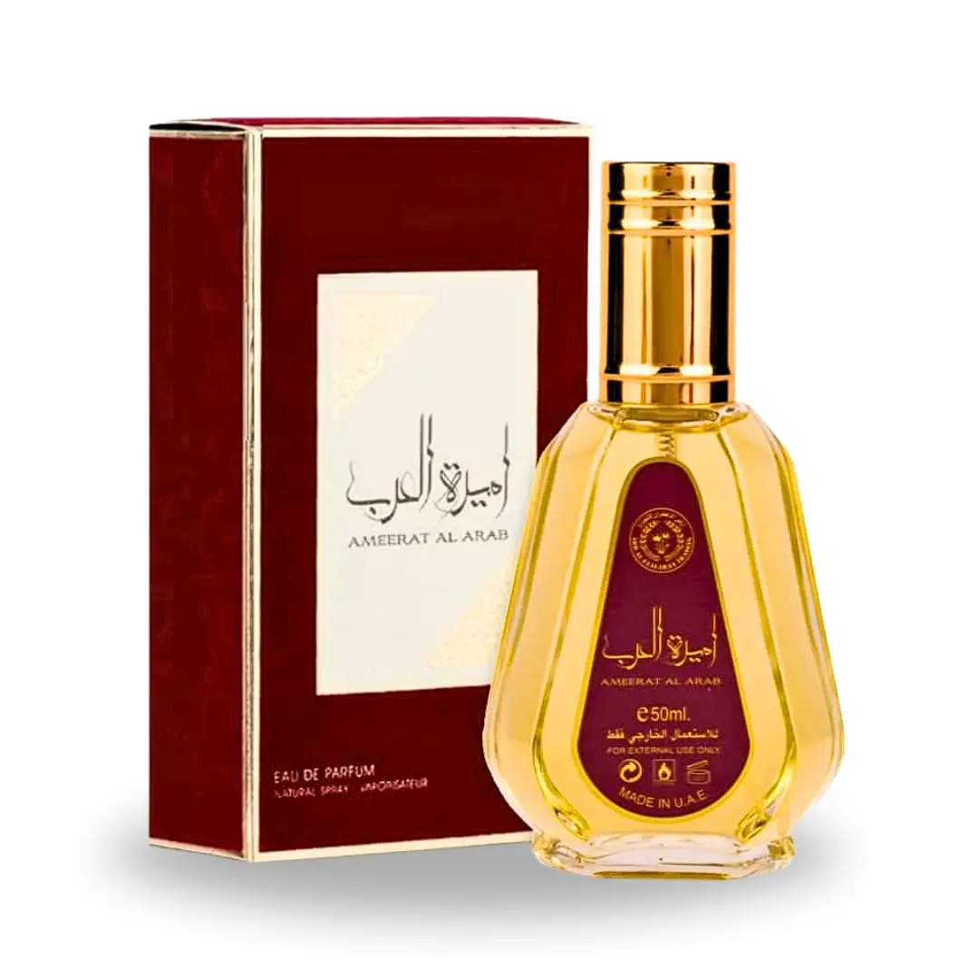 Ard al Zaafaran Ameerat Al Arab Alcohol-Free Eau De Parfum Spray 50ml (1.7 oz) - Arabic Women's Fragrance, Daily Wear Scented Spray Type, Vibrant Citrus, Jasmine, Warm Amber for Fresh Elegant Finish
