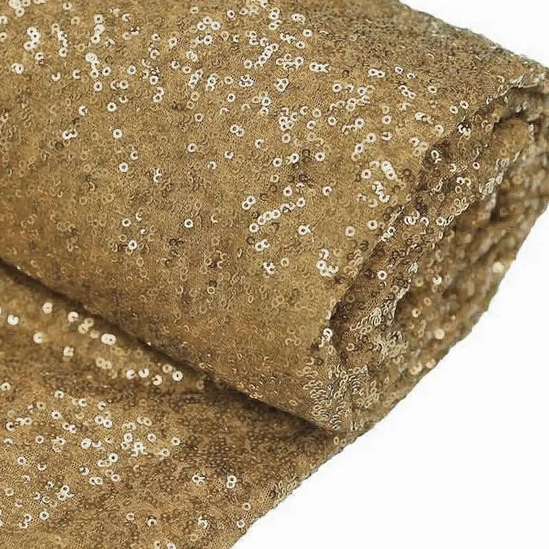 Gold Sequin Fabric Bolt, 54in x 4yd Sparkly DIY Craft Fabric Roll for Wedding Dresses, Ball Gowns, Runners, Tables, Prom Dresses