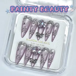 【A19】Luxury bloom diamond handmade press on nails