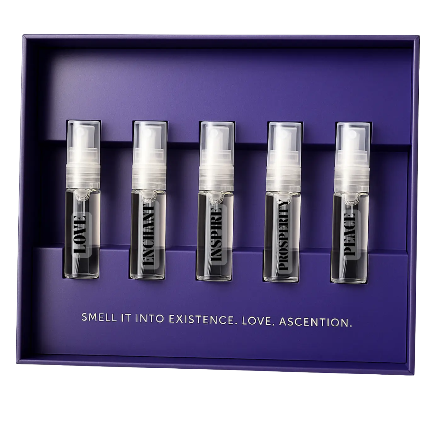 Ascention Parfums Scent Spell Collection - 5 x 3ml Crystal-Imbued Parfums for Love, Enchant, Inspire, Prosperity, and Peace