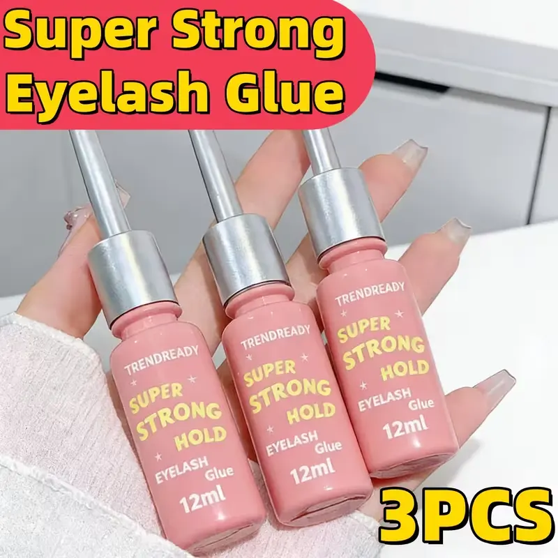 Waterproof False Eyelash Glue for Lash Extension, Super Strong Hold and Long-Lasting Cosmetic Liquid Adhesive, 3 or 6 Pack