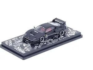 Inno Models 1:64 LBWK (Liberty Walk) F40 Matt Black w/Graphics "Hong Kong Toycar Salon 2023 Special Edition" Diecast Model Car