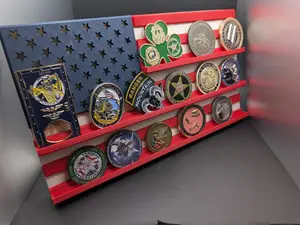 Personalized American Flag Challenge Coin Display