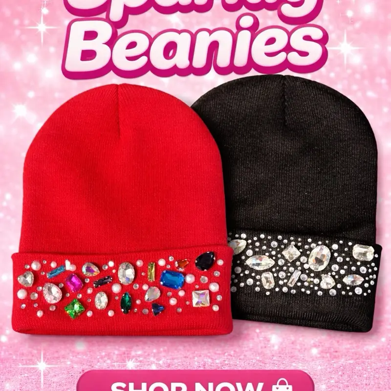 BLING BEANIE - Stylish Winter Accessory with Sparkling Beads and Soft Knit Material for Cozy Comfort