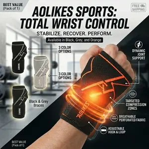 Knitted Sports Wrist Brace with Adjustable Compression Strap - Breathable Wrist Support Bands for Weightlifting, Gym Fitness, Badminton, Protective Joint Wrap