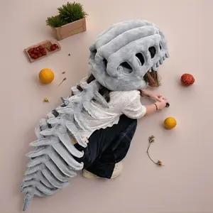 Dinosaur Bone Plush - Halloween Dinosaur Skeleton Costume Headpiece, Funny Role Play Plush Toy for Adults
