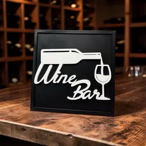 Home Bar & Coffee Bar Wall Decor Sign – 10x10 Framed Cocktail, Wine Bar & Coffee Bar Wall Art for Kitchen & Home Bar