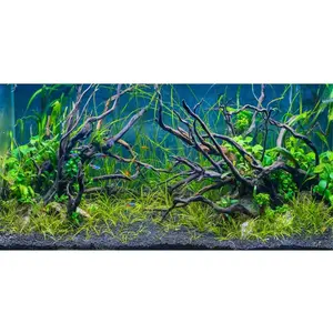 48x24 inches Tropical Fish Tank Background River Bed & Lake Aquatic Plant Undersea Tree Branch Aquarium Background Vinyl