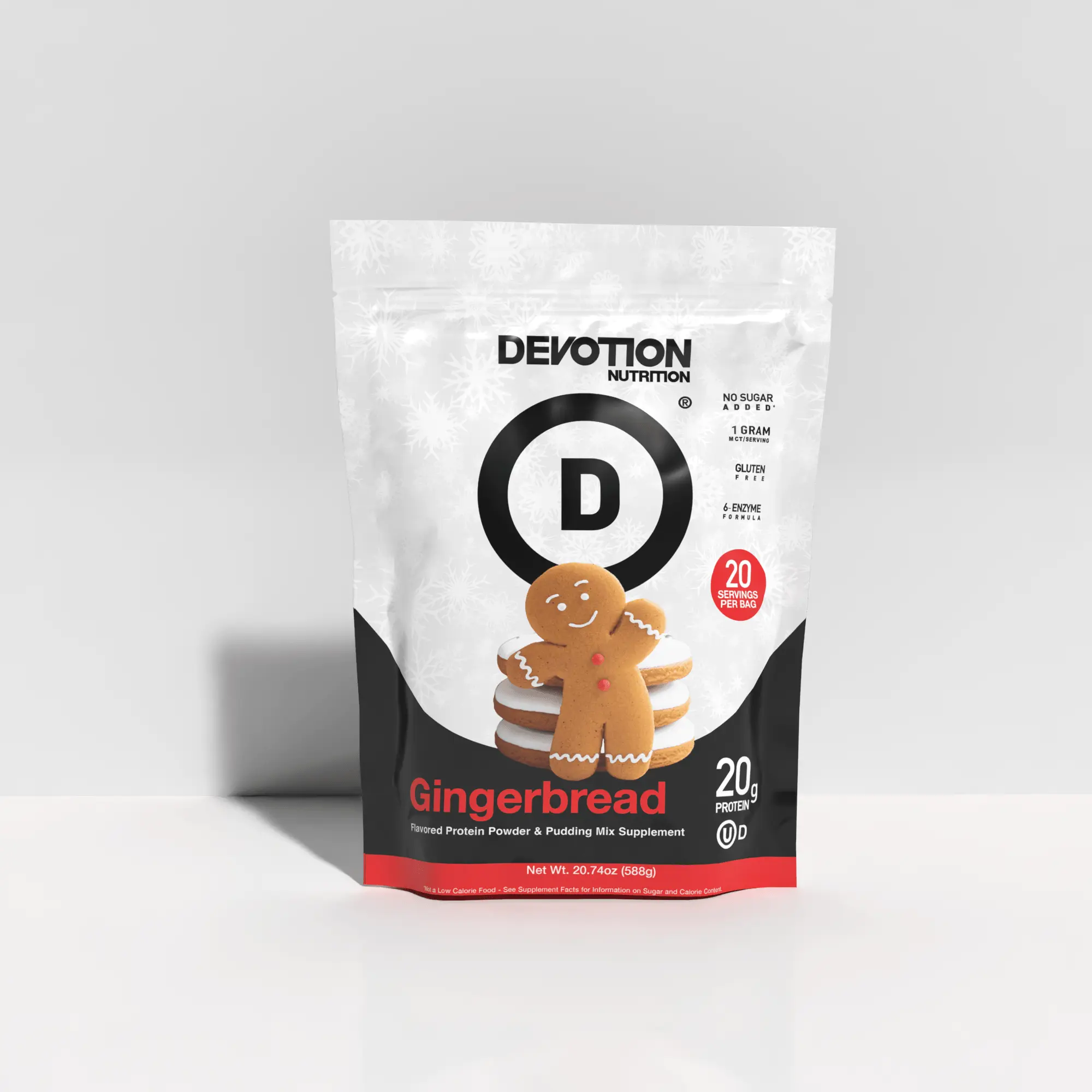 Devotion Nutrition Gingerbread Flavor, Seasonal Protein Powder, 20 Serving Bag - 20g Whey Isolate & Casein Protein Blend – No Added Sugar, Low Carb, Gluten-Free, Keto-Friendly, 1g MCT, Kosher