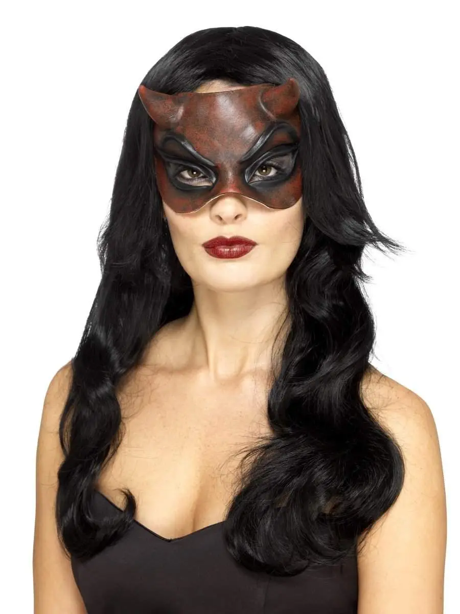 MASQUERADE RED LATEX DEVIL MASK