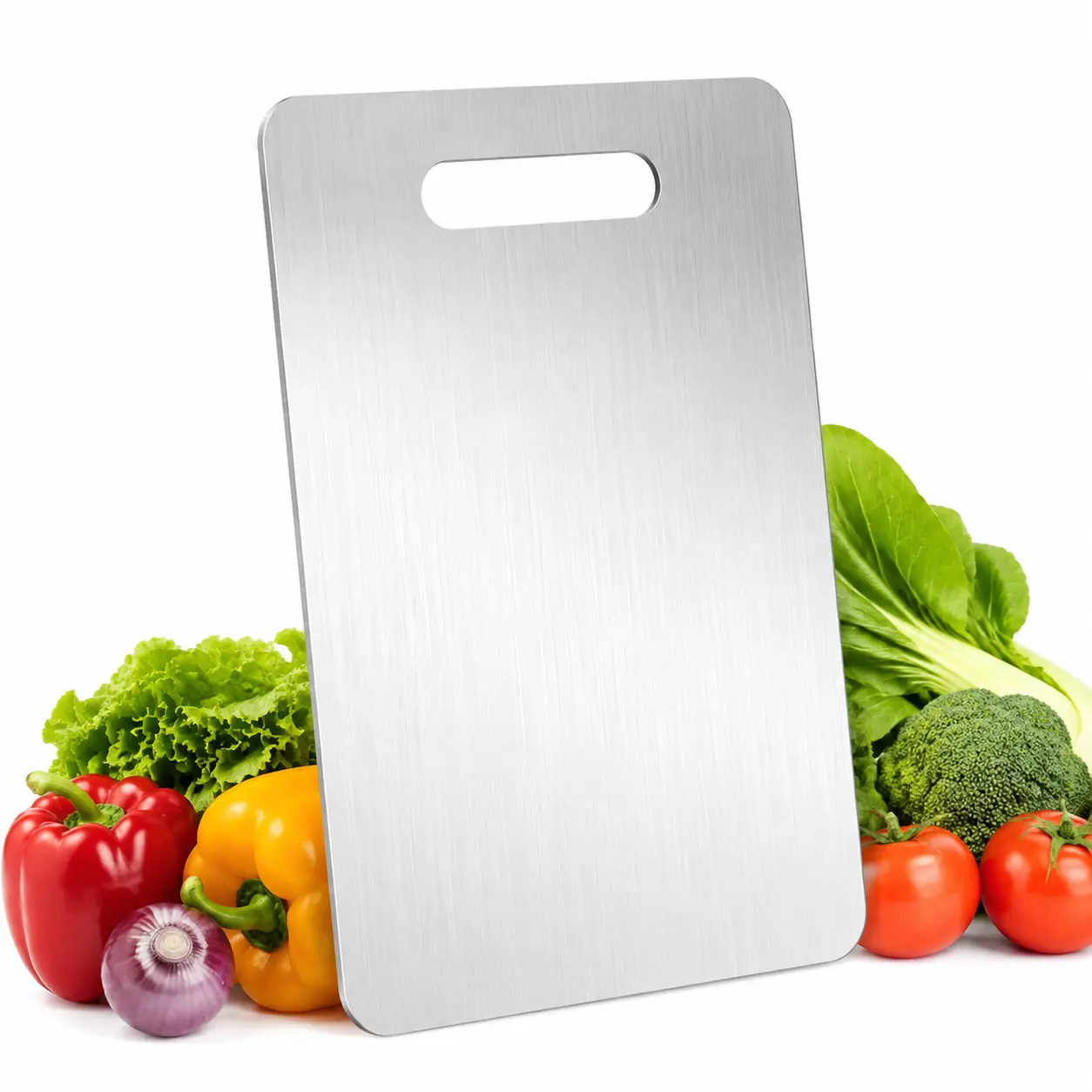 Premium Titanium Cuttingboard - Food-Grade Stainless Steel Double Sided Design Metal Chopping Board, Non-Toxic Kitchen Chopping Board for Cooking Use, Metal Chopping Boards