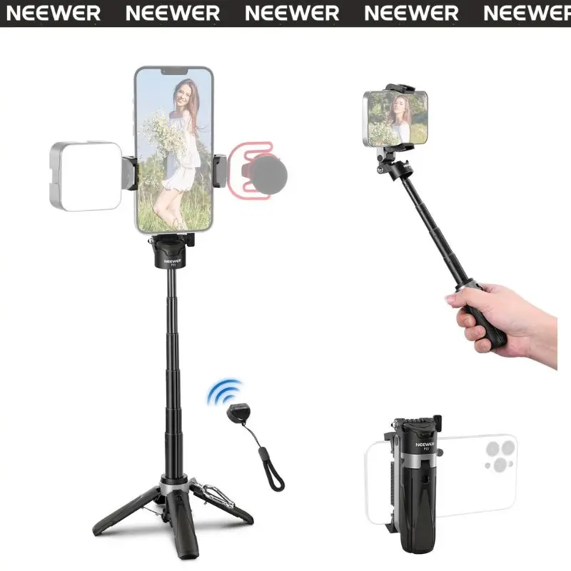 NEEWER P15 Foldable Selfie Stick Tripod with Bluetooth Remote – Extendable 3-in-1 Phone Stand for Vlog, Travel & Group Photos tiktokshopbacktoschool