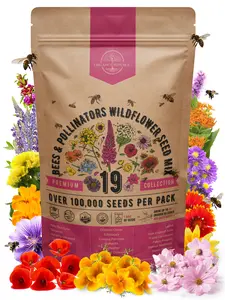 19 Annual & Perennial Wildflower Seeds Mix, 100,000+ Non-GMO, Heirloom Wildflower Garden Seeds, 4oz Packet for Growing Wild Flowers