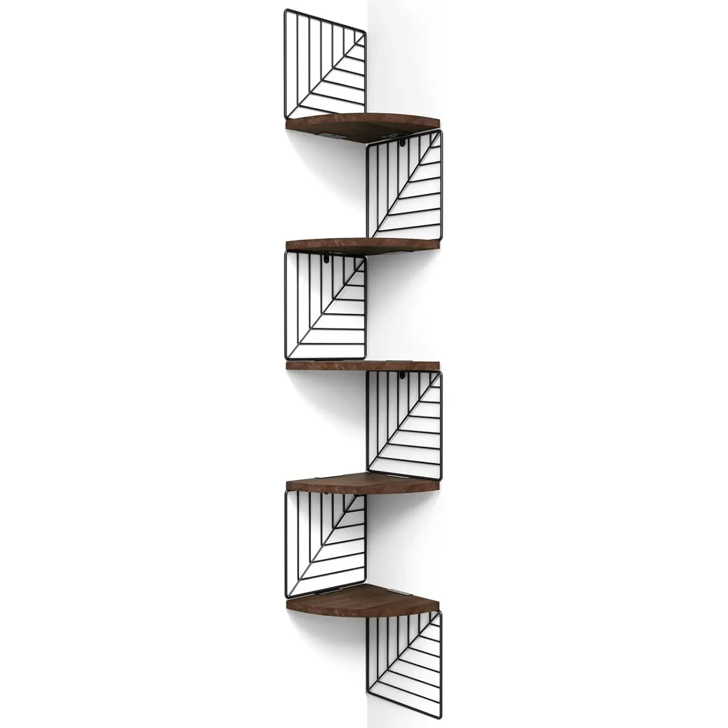 5-Tier Rustic Wood Corner Wall Shelf – Floating Shelves for Bedroom, Bathroom, Kitchen, or Office