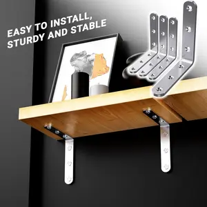 Stainless Steel Angle Brackets, Heavy Duty Corner Brackets, Sturdy Bracket, Metal Corner Braces for Wood, 90 Degree Joint Hardware, L Bracket for Shelves Wooden Furniture Cabinet Bookshelf