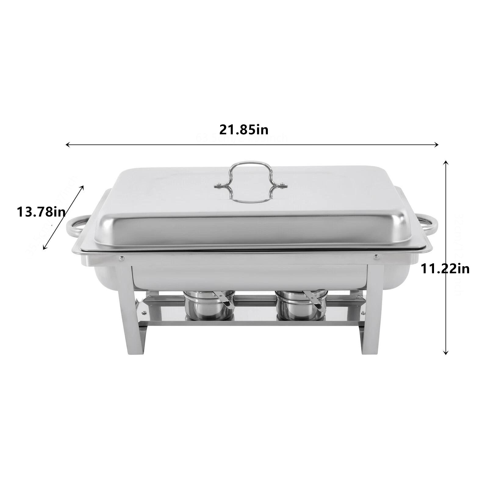 3 Pan Chafing Dish Buffet Set Stainless Steel Food Warmer Set Rectangular Buffet Server with Lid