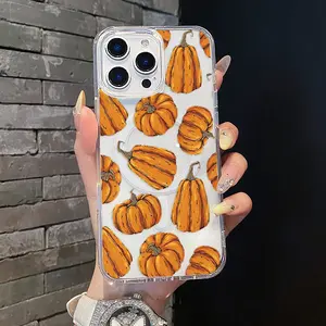 Magnetic Coquette Shockproof TPU Cellphone Cover, Pastel Orange Pumpkins Aesthetic, Waterproof Lightweight Fit for iPhone 17-16 Pro Max, 15 Plus, 14-13-12-11-XS-XR Handheld Devices, Silicone Protection Accessory for Girls