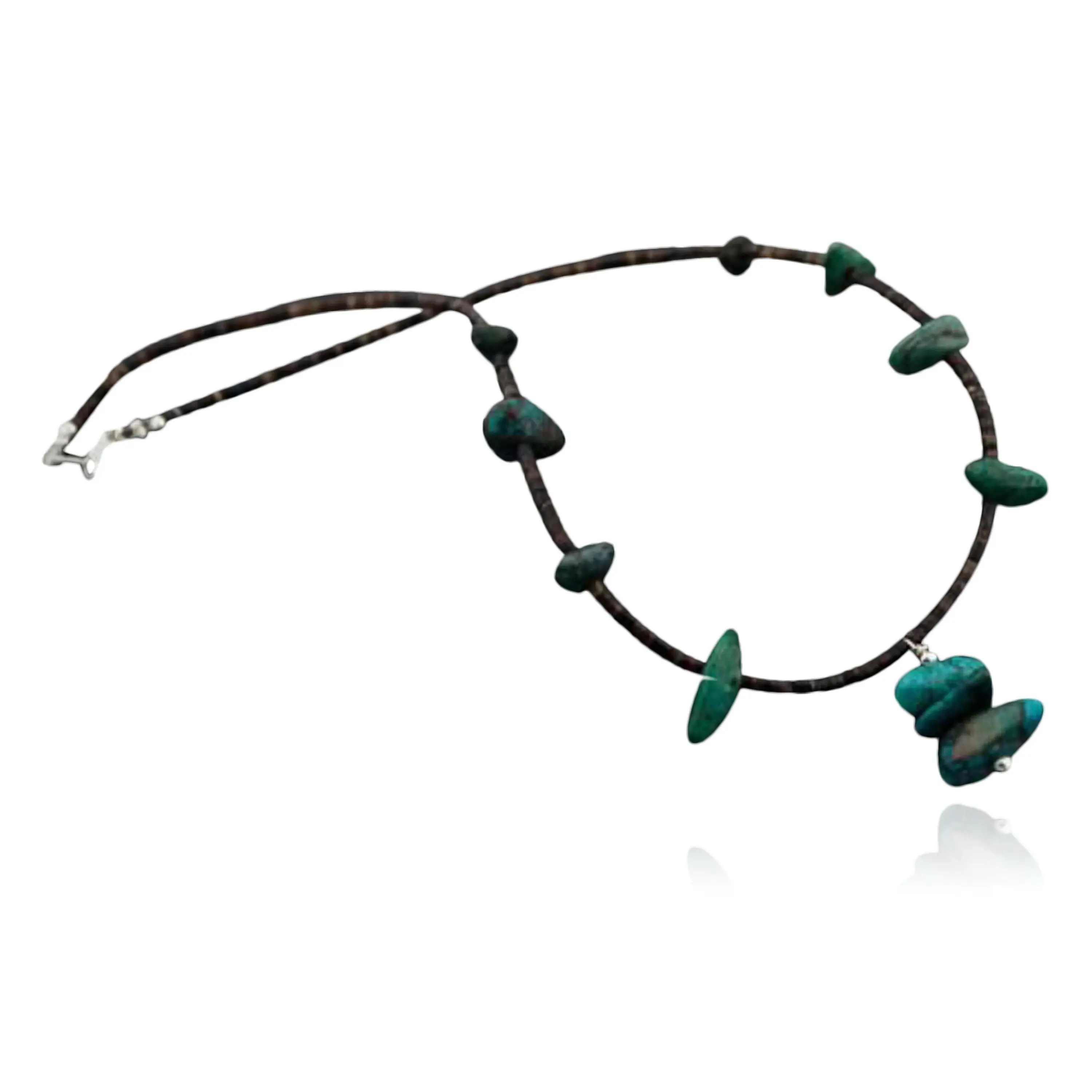 Nice Traditional Certified Authentic Navajo .925 Sterling Silver Natural Turquoise Native American Necklace 370843756291