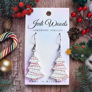 Whimsical Christmas Cake Dangle Earrings - High-quality Acrylic and Stainless Steel for Unique Holiday Magic