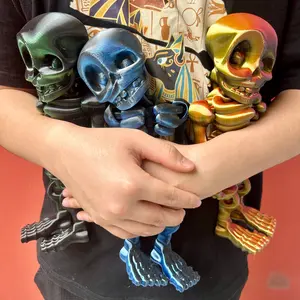 3D printed Skull Man statue, Unique Desktop Decoration & Collectible, Christmas Ornament & Stocking Stuffers, Fidget Action Figures, Articulating Figurines for Home Office Desk Decor, Decorative Fidget Figurine, 30cm/11.81in