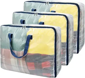 3 Pack 75L Clear Storage Bags – Underbed & Closet Organizer with Zipper for Bedding, Clothes & Toys