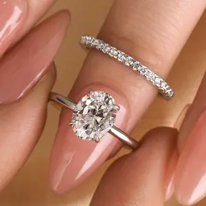 Maxine Dainty 1.5ct Oval Cut 2PC Engagement Ring Set,5A Cubic Zirconia Wedding Ring Set,Women's Ring Jewelry,Suitable for Daily,Travel,Proposal,Birthday,Anniversary