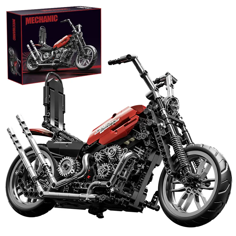 Hegoai Adult Motorcycle Model Kit , Classic Retro Motorcycle Building Block Toys, Suitable For Teenagers And Motorcycle Enthusiasts To Collectible Gifts (650 Pieces)