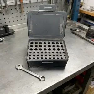 Battery storage box, PP material, uncharged, brown, home and garage drawer organizer box, AA and AAA battery dispenser holder.