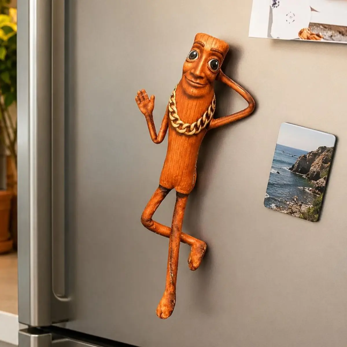 Meme Plush Toy - Bendable Wire Frame Wooden Man Doll with Magnetic Belly, Funny Desk Decor for Office Room Shelf Decoration, Novelty Gift for Teens Adults, Poseable Flexible Character Toy