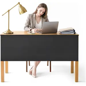 48" Under Desk Privacy Panel Self-Adhesive Modesty Panel 600D Heavy Duty Desk Skirt Privacy Divider for Office Home or Standing Workstation Concealer Shield