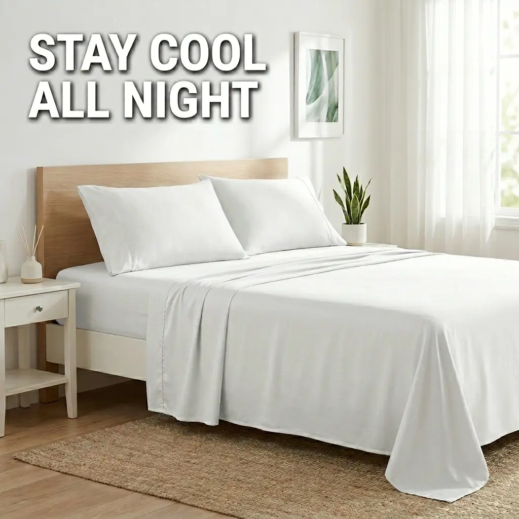 Emircey 3 Piece Bamboo Sheets Set (1 Fitted Sheet + 2 Pillowcases) – Soft, Breathable, Cooling Bedding for Home, and Dorm, Gifts for Him or Her, Sheets Set for Sleeping in Spring