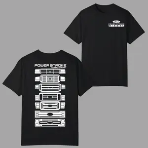 Ford Power Stroke Diesel Grille Evolution T-Shirt, Turbo Diesel Truck Front Graphic 2 Sides Design, Soft Cotton Workhorse Tee for Men & Women, Summer Deals, Vacation Outfits