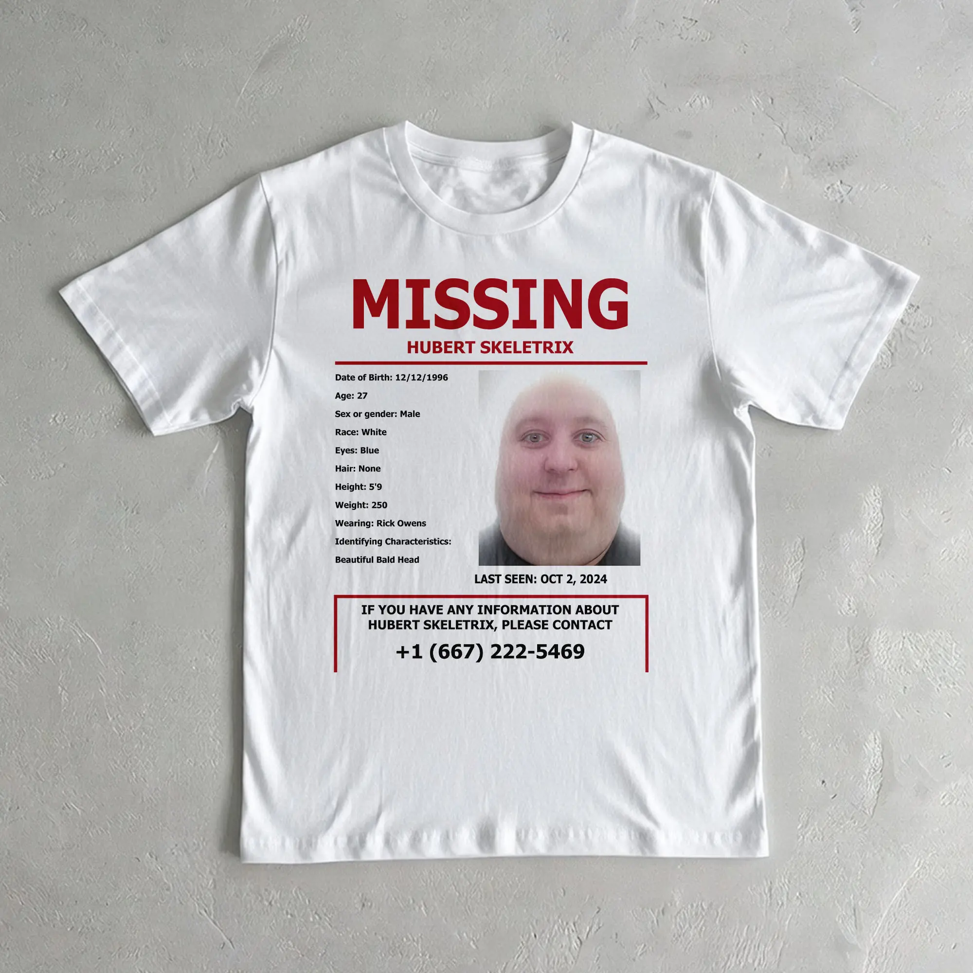 Missing Hubert Skeletrix T-shirt Underground Outfit Fans Gift Idea, Streetwear T-Shirt, Hip Hop Merch