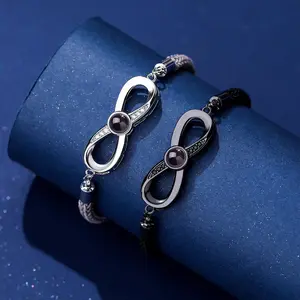 L&M Photo-Customized Projection Jewelry - Personalized Birthday Gift| Stylish Mobius Strip Couple Bracelet with HD Projected Color Photos, gifts for girlfriend i love my girlfriend gifts for mom  chain /  Interchangeable Christian Silicone Bracelets