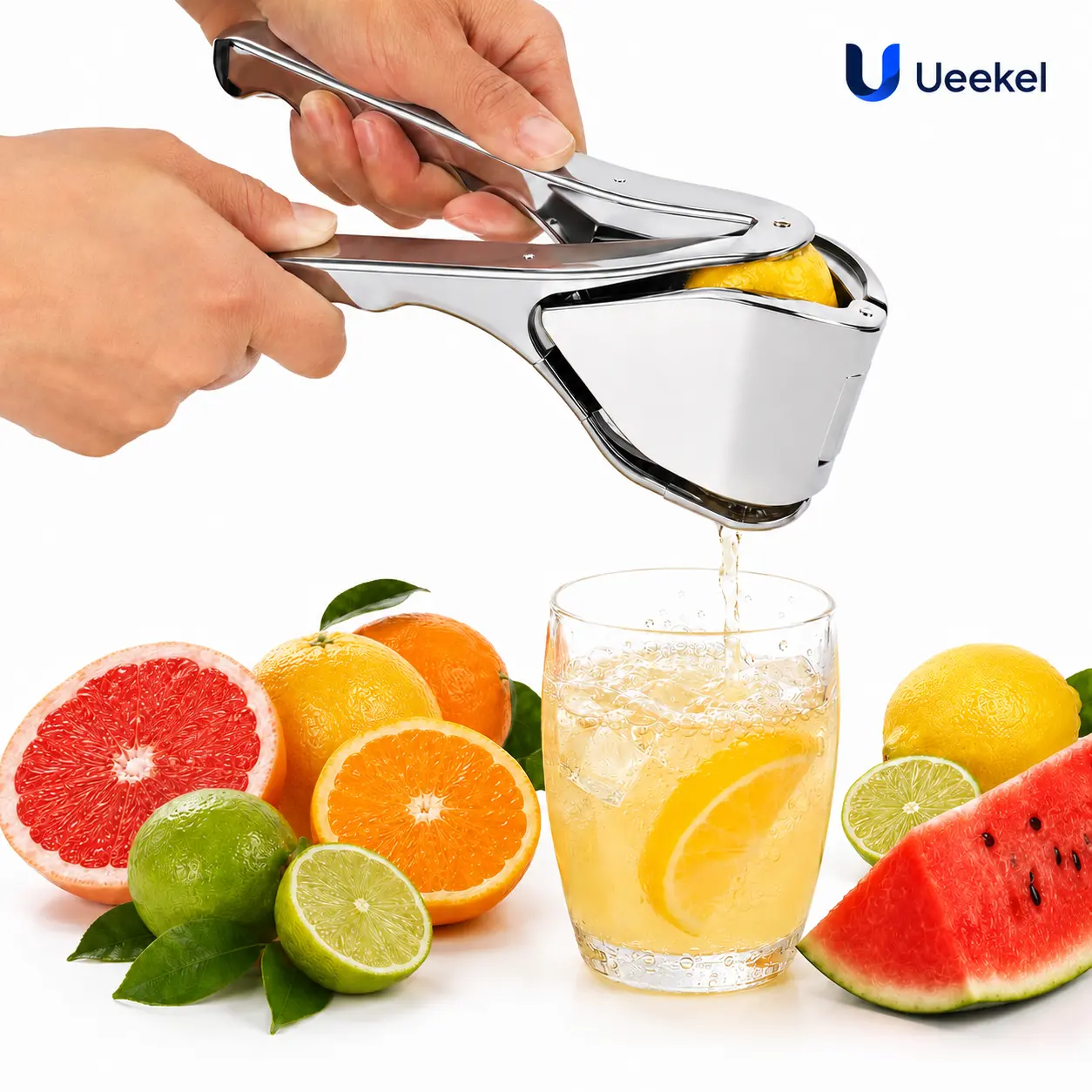 Stainless Steel Manual Lemon Squeezer,Handheld for Citrus and Lime Juicing,Lemon Squeezer, Effortless Manual Flat Lime Juicer Hand Press