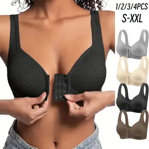 1/2/3/4PCS Adjustable Front Closure Push-Up Bra Wire-Free Cross-Back,Seamless & Side Support for Daily Wear,Spring-Summer ComfoMrt Breathable Everyday Breathable Everyday Womenswear Bridal Rider Basic Minimalist Modest Skipintense workouts