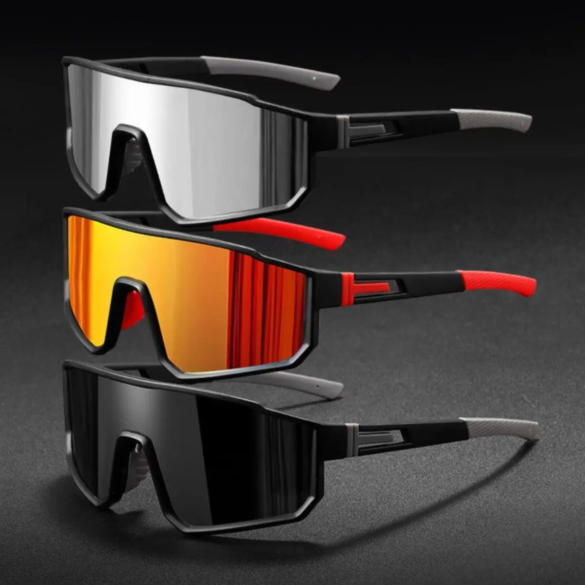 Unisex 3-Pack Sports Cycling Sunglasses - UV400 Polycarbonate Lenses, Ergonomic Fit, Anti-Glare, Windproof, Impact-Resistant, Durable Frame, Secure Hinges, Ideal for Cycling/Hiking, Light Outdoor Adventures