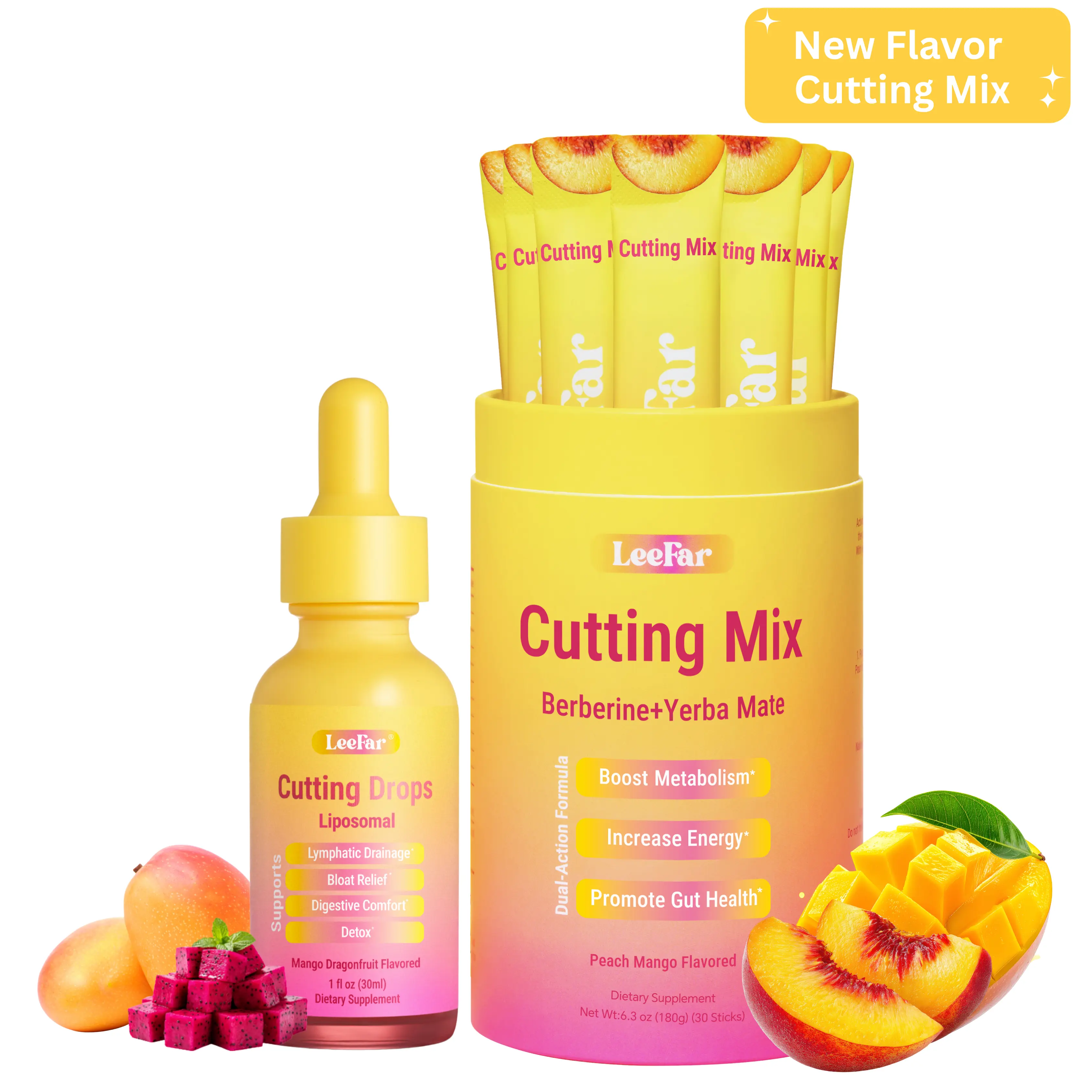 【Leefar Cutting Bundle】Leefar Cutting Mix| Peach Mango Flavor*1+Leefar Cutting Drops| Mango Dragonfruit Flavor *1