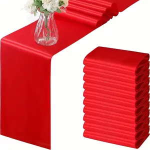 12-Pack Gold/Red/Navy Blue 12 x 108 inches Long Premium Satin Table Runner for Wedding, Decorations for Birthday Parties, Banquets, Graduations, Engagements, Table Runners fit Rectange and Round Table