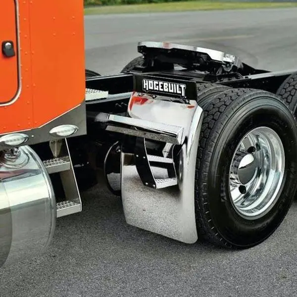 34 Inch 430 Stainless Steel Triangle Arm Quarter Fender, By Hogebuilt, (2) Poly Hogebuilt Top Flaps, (2) Quarter Fender Brackets
