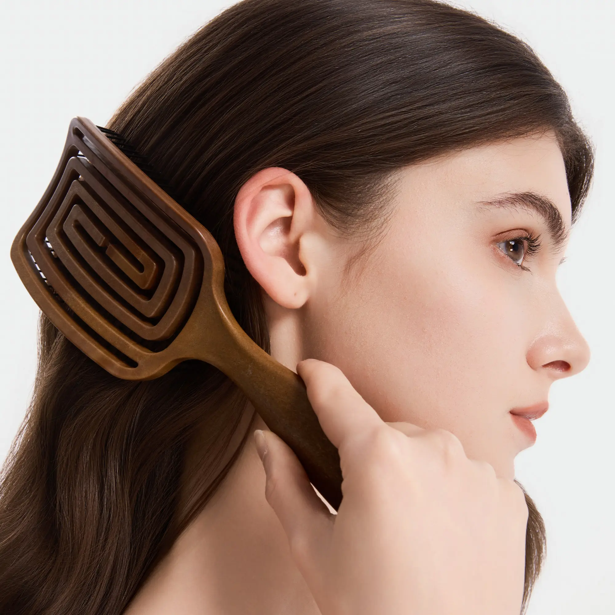 RHOS Curved Vented Hair Brush for Salon Blowouts and Fast Drying, Ergonomic Paddle for Detangling, Frizz Control and Wavy Hair Styling, Abs, Blowout Hair