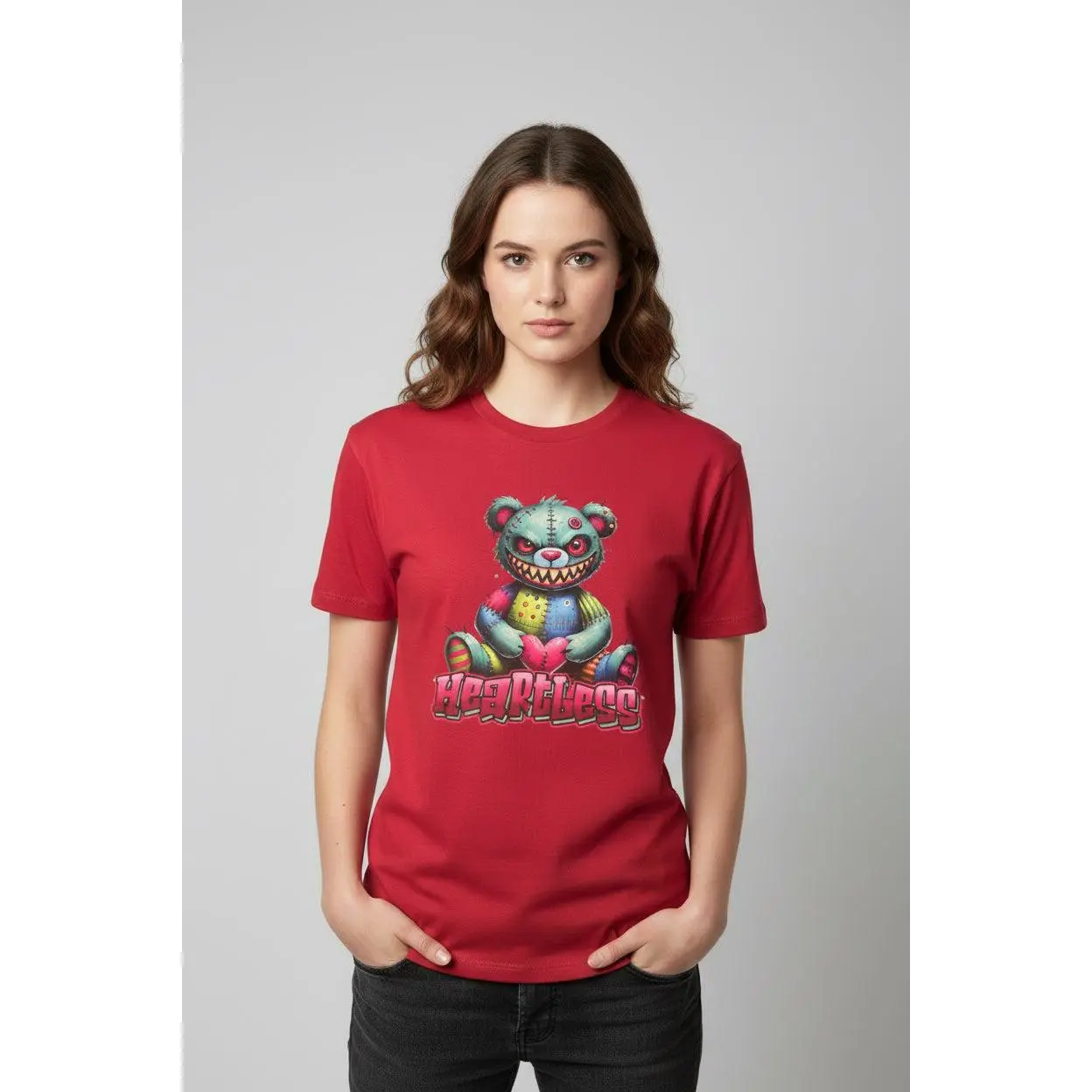 Large heathered, red T-shirt