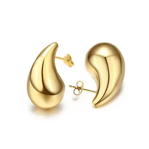 Teardrop Chunky Earrings for Women Trendy Hoop Earring Set Earring Dupes, Gold Earrings
