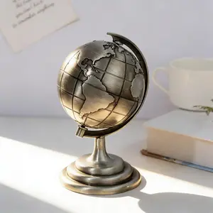 1Count Alloy Globe Model Ornament - Available in Three Colors, a Metal Decorative Item for Home Decor, Suitable for Bedroom And Living Room, a Metal Craft Architectural Model,Reliable for Christmas, Thanksgiving, And Graduation