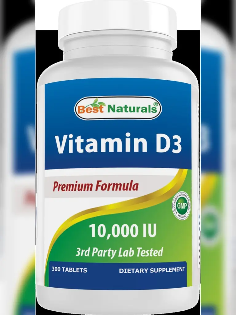 Best Naturals Vitamin D3 10000 IU – 300 Tablets – Made in USA, Non-GMO, Gluten Free, No Artificial Color, Flavor or Preservatives – Dietary Supplement Visit the Best Naturals Store