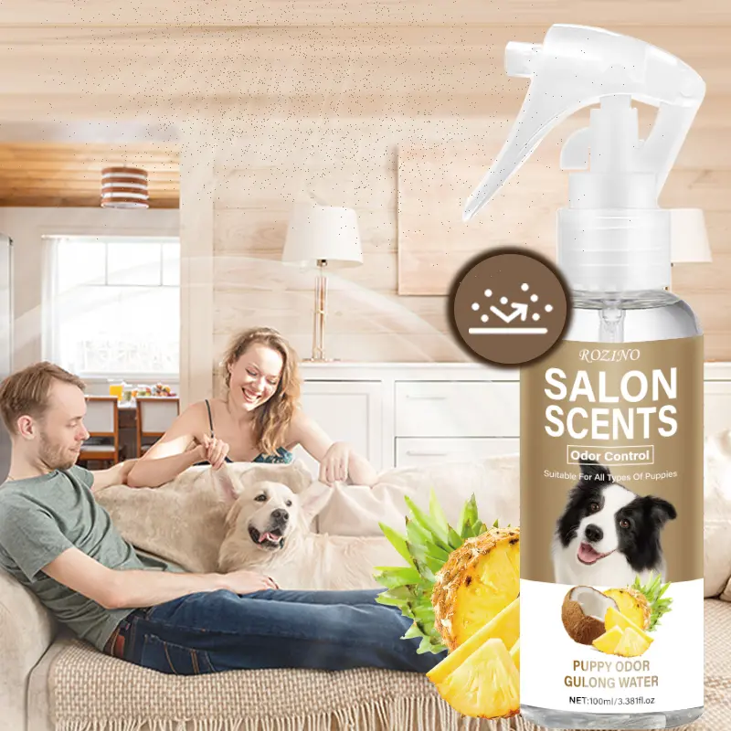 ROZINO Salon Fragrance Puppy Gulong Scent Spray - Odor Control for All Types of Puppies - 100ml Bottle - Professional Pet Care Product with Unique Pineapple & Coconut Scent